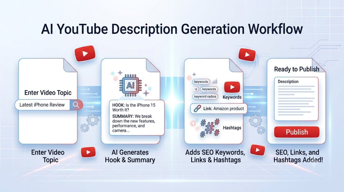 ai youtube description generator workflow.